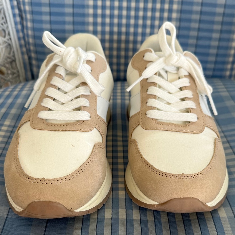 Time and Tru White and Tan Sneakers